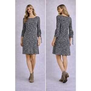 Max Studio SweaterDress Size S GrayKnit 3/4 Sleeve Boat Neck Casual Stretch Soft